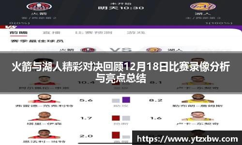 火箭与湖人精彩对决回顾12月18日比赛录像分析与亮点总结